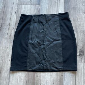 Banana Republic Black Faux Leather Panel Mini Pencil Skirt
